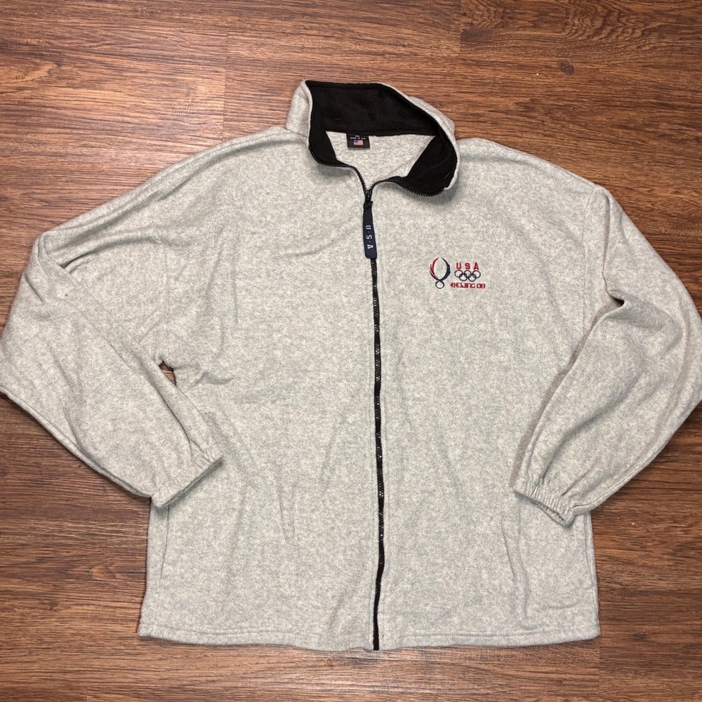 Vintage 2008 Beijing Olympics Team USA Fleece Jacket Mens XXL Made in USA